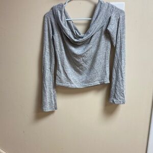 Gray Women's Cowl Neck Top